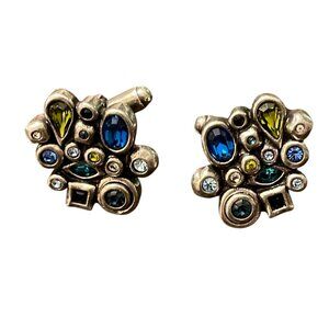 Patricia Locke Multicolor Crystal Handmade Cufflinks
